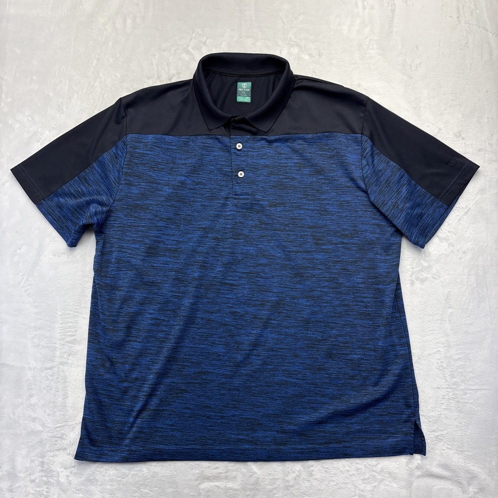 Pro Tour Airplay Golf Polo Shirt Men XL Blue Black Color Block Performance